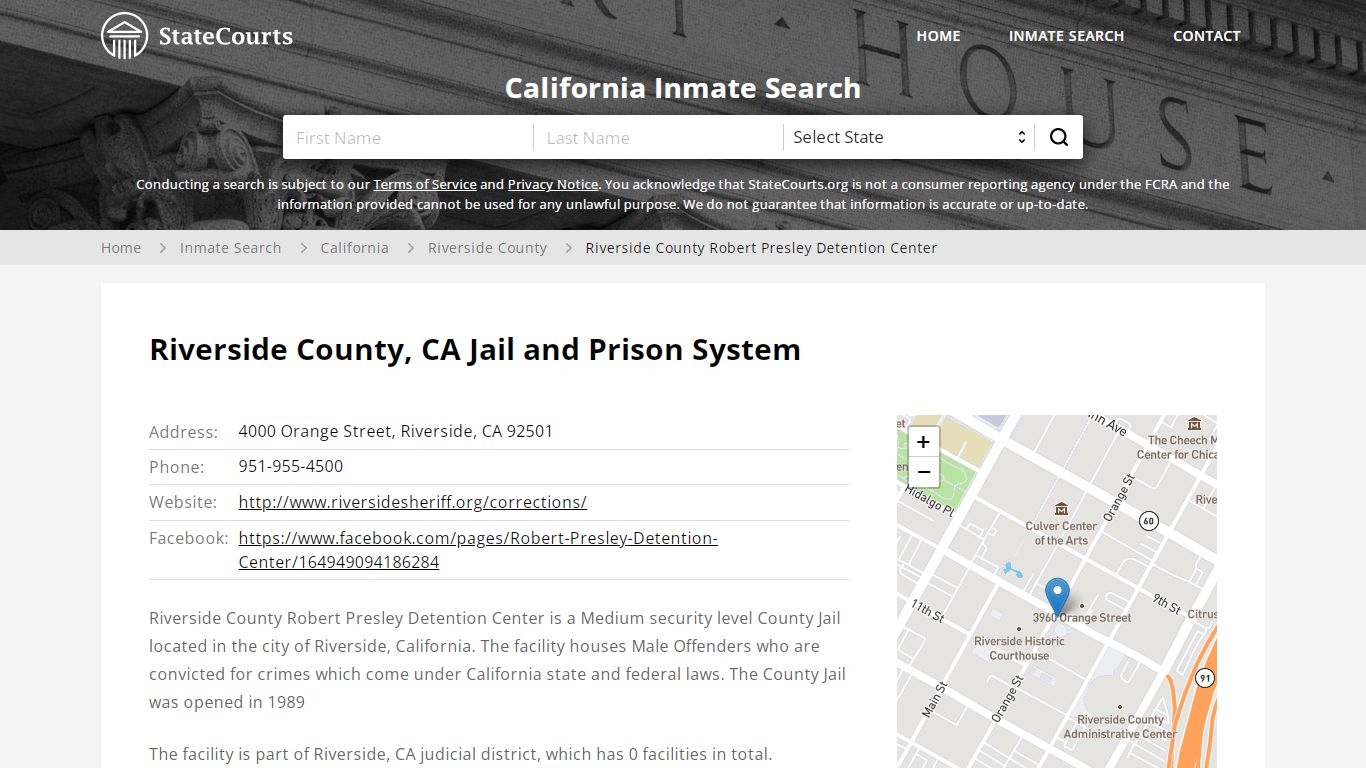 Riverside County Robert Presley Detention Center Inmate Records Search ...
